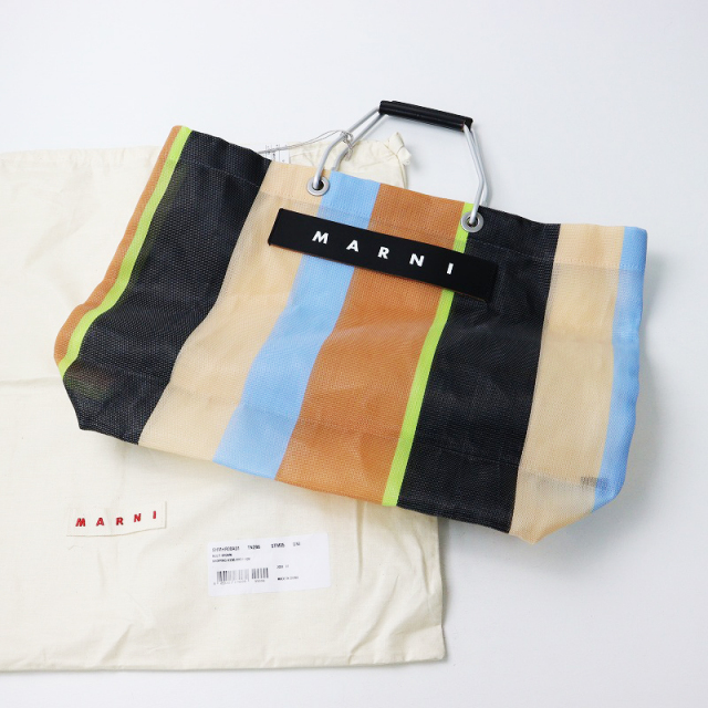 マルニフラワーカフェ ストライプバッグ ピンク （楽天市場】MARNI  