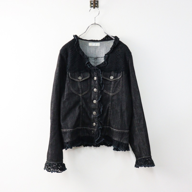 ピンクハウス PINK HOUSE レースフリル使い デニムジャケット M  