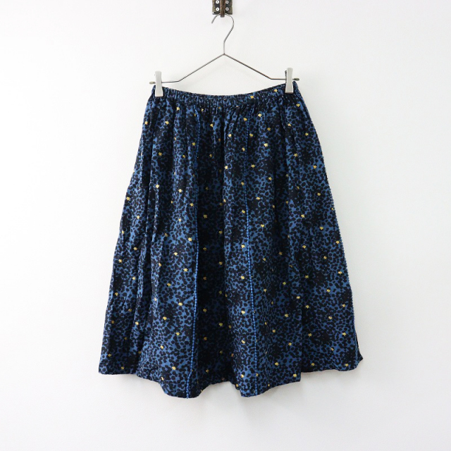 マーブルシュッド marble SUD ドットプリントギャザースカート/ブルー  