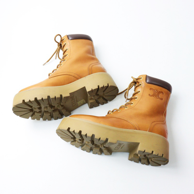 CELINE ショートブーツ サイドジップ 37 濃茶 ラウンドトゥ CELINE ショートブーツ サイドジップ 37 濃茶 ラウンドトゥ CELINE