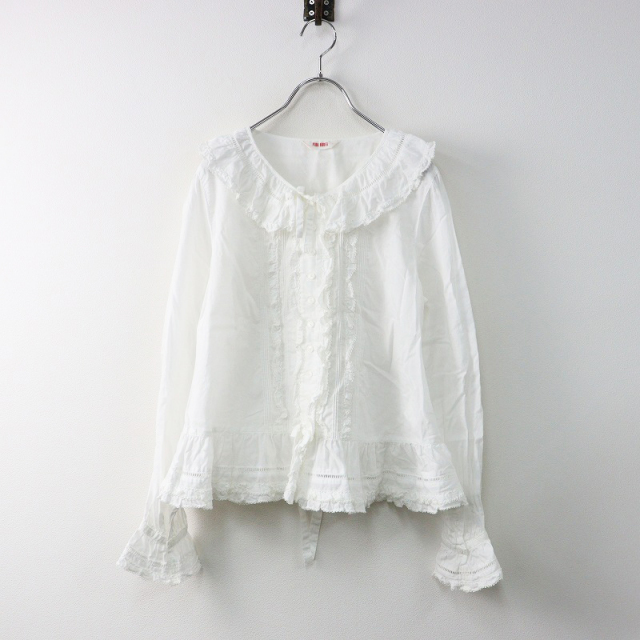 2023AW ピンクハウス PINK HOUSE フリルカラー 綿ローン ブラウス 