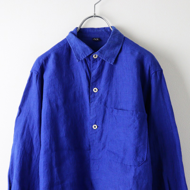 2024SS フォーティーファイブアール 45R 45rpm インド リネンシャンブレーの908グランパプルシャツ 2/ブルートップス【2400014202076】 2024SS フォーティーファイブアール 45R 45rpm インド リネン