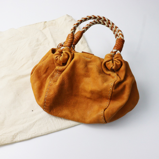 ゲンテン genten レザースモールハンドバッグ /ブラウン 皮革 手提げ  