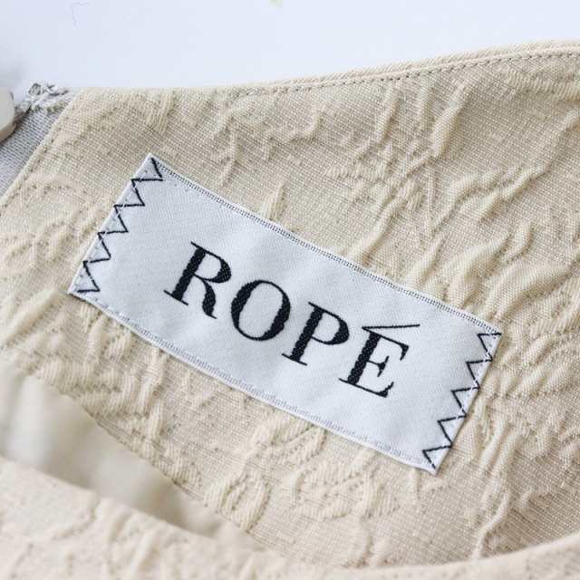 ロペ ROPE ジャガード ペプラム ワンピース 36/ベージュ ひざ丈