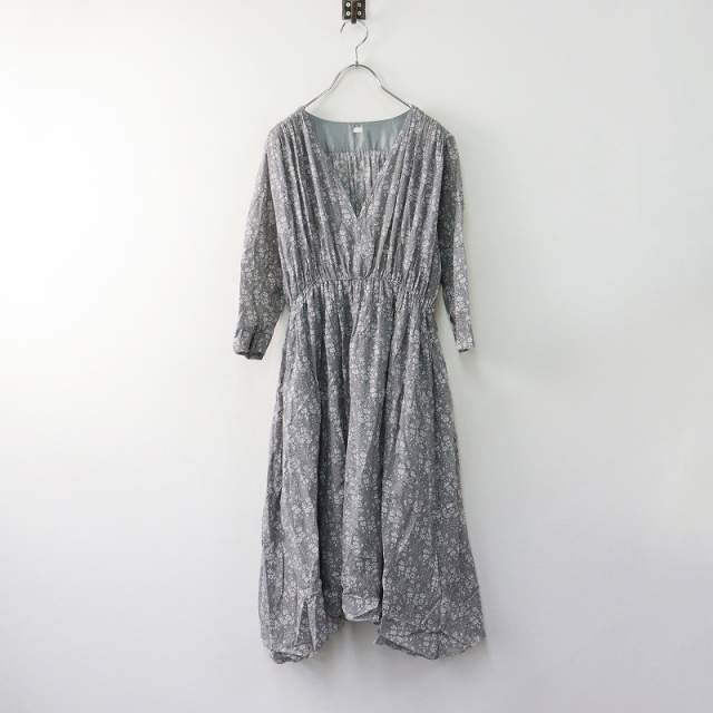 ハグオーワー HUG O WaR リバティプリントVネックギャザーワンピース  