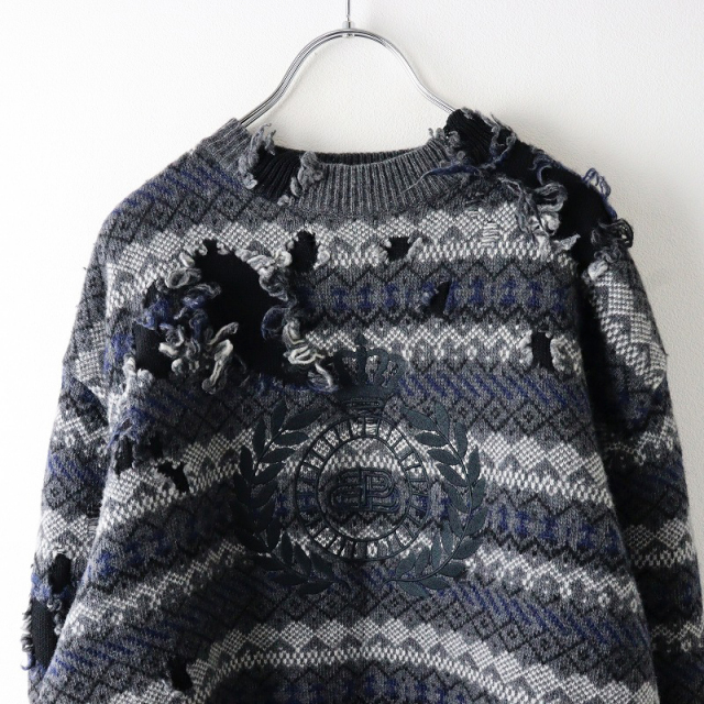 2021AW バレンシアガ BALENCIAGA 663872 T1609 ロゴ刺繍 デストロイ  