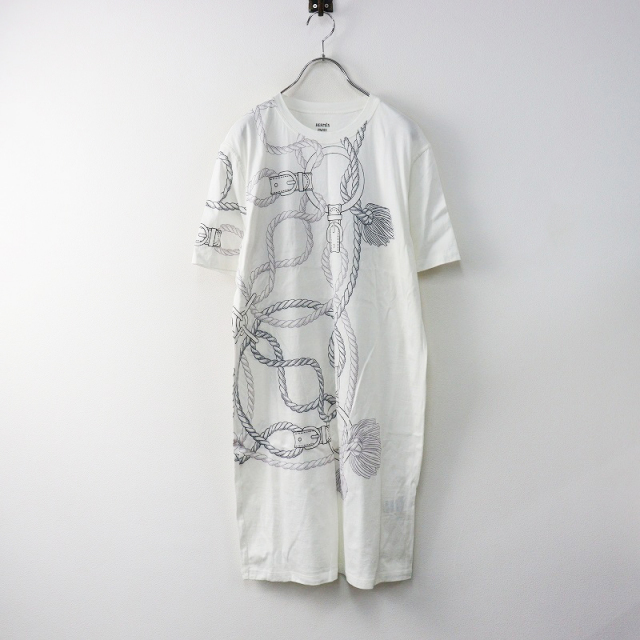 美品 国内 JPタグ 2020SS エルメス HERMES ロープ柄Tシャツワンピース  