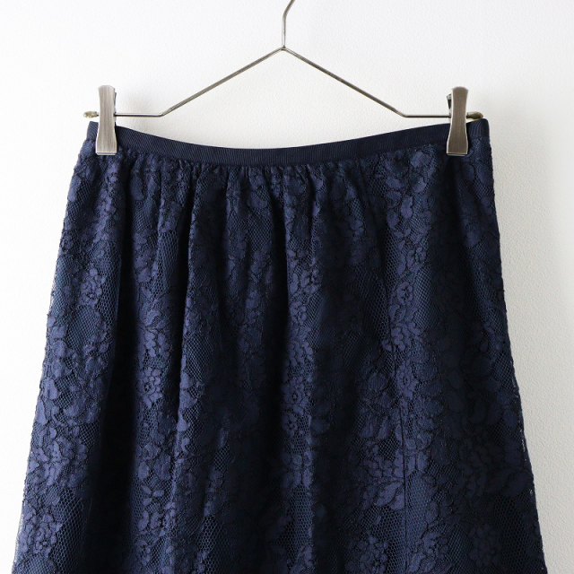 ドゥロワー DRAWER レーススカート 38/ネイビー ボトムス バックジップ  