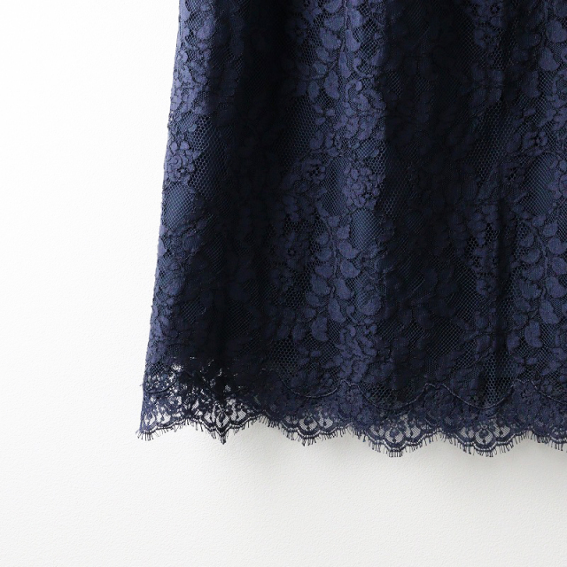 ドゥロワー DRAWER レーススカート 38/ネイビー ボトムス バックジップ  