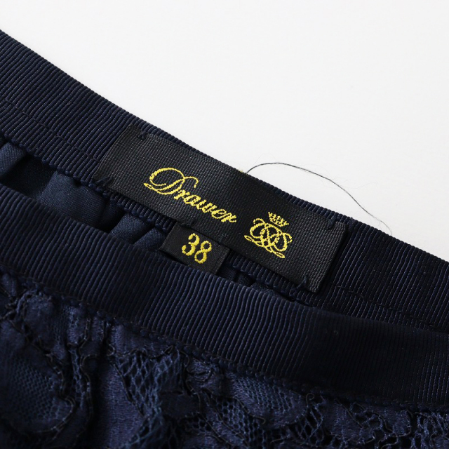 ドゥロワー DRAWER レーススカート 38/ネイビー ボトムス バックジップ  