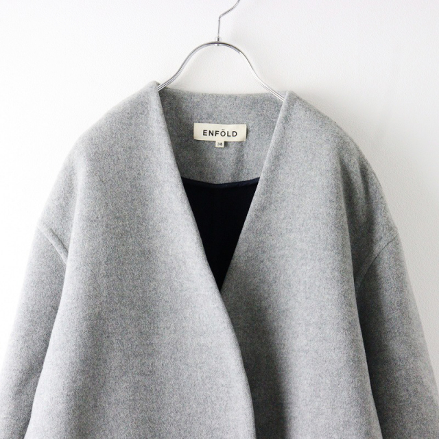 エンフォルド ENFOLD ソフトリバーウールコート 38/グレー ノーカラー