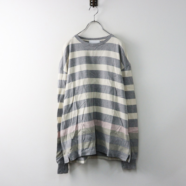 スペシャル特典 US2391 UNUSED アンユーズド BORDER 0/グレー系 TEE L/S カットソー(長袖+七分)