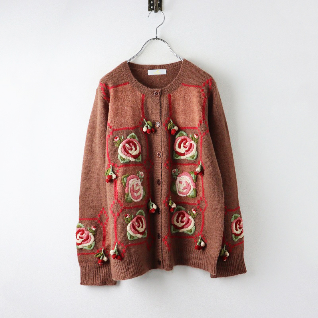 美品 2022AW ピンクハウス PINK HOUSE ローズモチーフパッチワーク風  