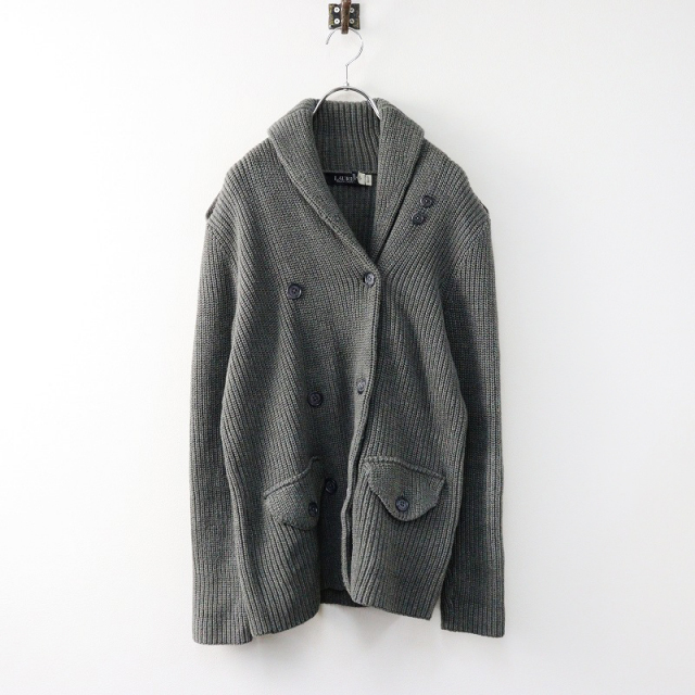 ローレンラルフローレン Lauren Ralph Lauren コットン ダブルブレスト ニット ジャケット M/グレー 羽織り 長袖 リブ 【2400014246865】 ローレンラルフローレン Lauren Ralph Lauren コットン ダブル