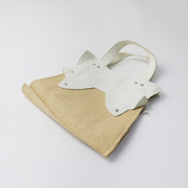 ジェーンマープル Jane Marple レザーリボン ジュート ボックスバッグ  