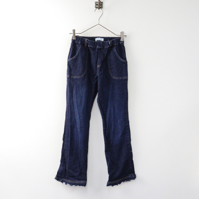 美品♡ピンクハウス 裾フリルストレッチデニムパンツ リボン 総ゴム 2024AW ピンクハウス PINK HOUSE 裾フリルストレッチデニム