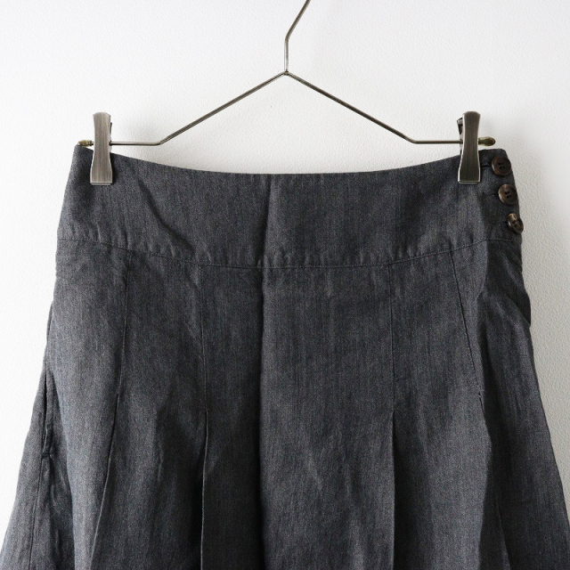 リゼッタ Lisette ウールリネン タックプリーツ入 フレアスカート 36