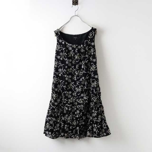 トッカ ドレス ワンピース ひざ丈 ノースリーブ 刺繍 花柄 6 濃紺 