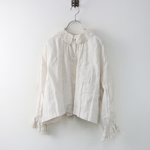 2023SS ネストローブ nest Robe リネン×レース ショートブラウス F 