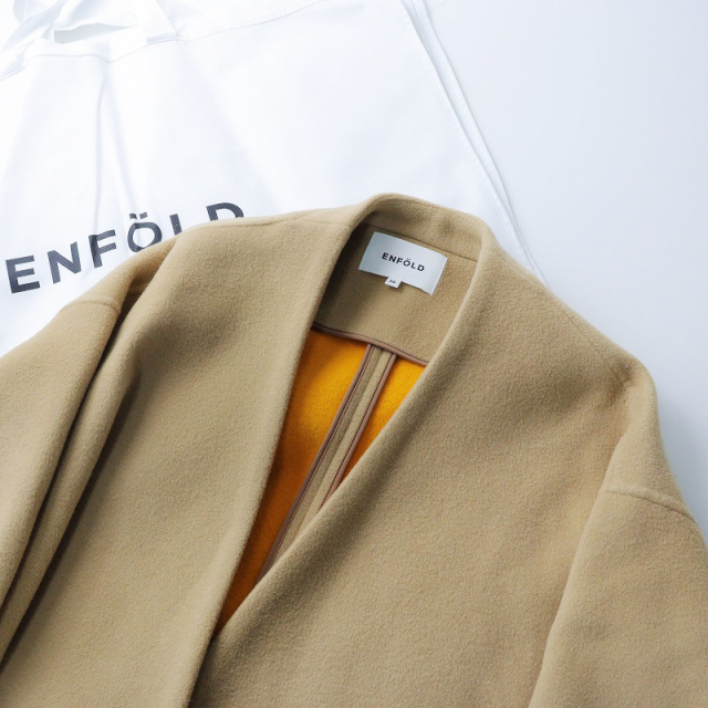 エンフォルド ダブルフェイス ノーカラー コート ジャケット 前開き 38  
