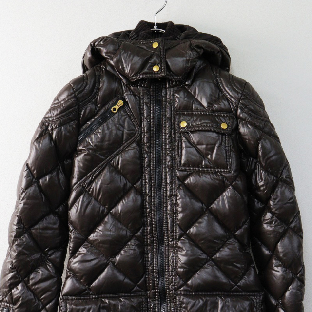 【美品】DUVETICA ダークブラウン ロングダウンジャケット 38 デュベティカ DUVETICA キルティングダウンコート 38/□ダーク
