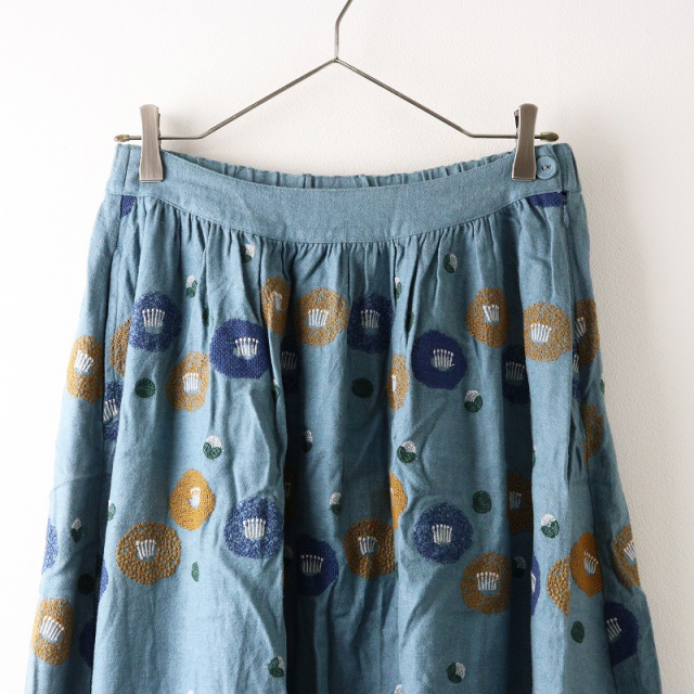 マーブルシュッド marble SUD EMB ツバキ ラインスカート /ライト  