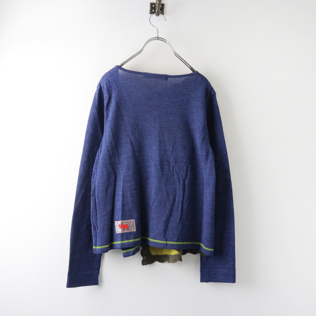 OLLEBOREBLA アルベロベロ ネイビー×パープル 豚さん 刺繍 ニット 