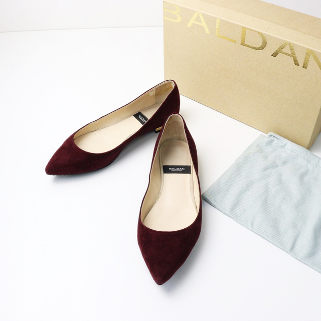 バルダンBALDAN 9856 スエードポインテッドトゥ フラットパンプス 36  