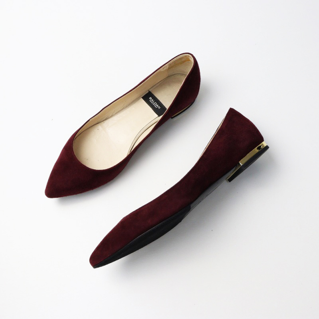 バルダンBALDAN 9856 スエードポインテッドトゥ フラットパンプス 36  