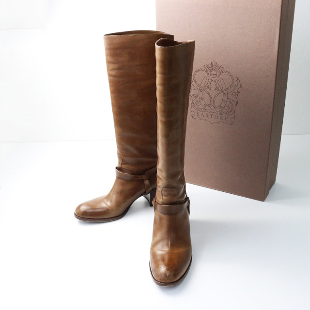 SARTORE サルトル レザーロングブーツ ブラウン 36 サルトル SARTORE