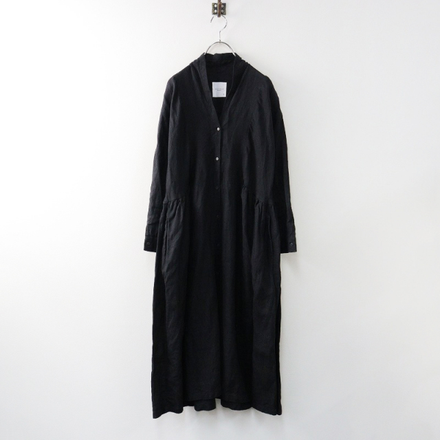 期間限定価格】マガリ MAGALI リネンギャザーワンピース/ブラック 