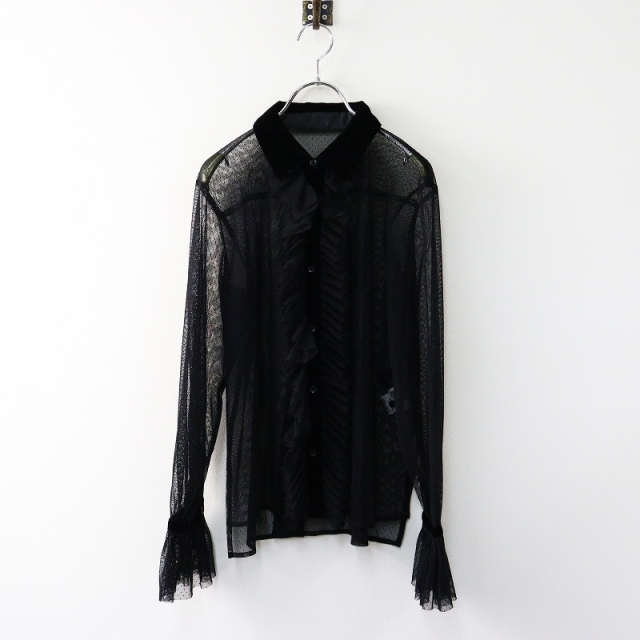 美品 ロイスクレヨン Lois CRAYON DOTチュールブラウス M/ブラック 黒  