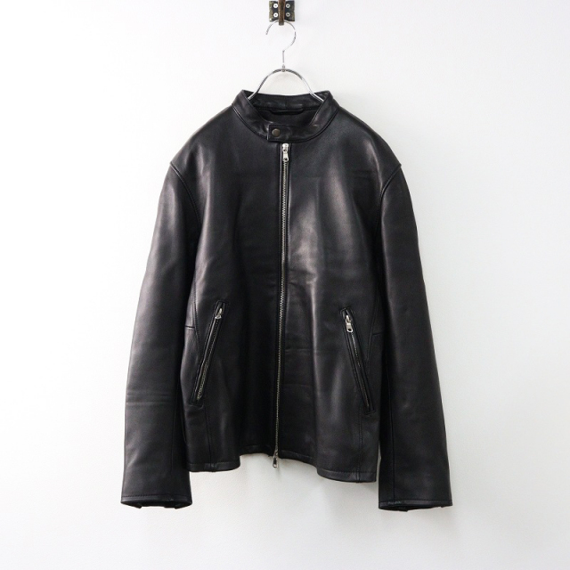美品 TOCCA トッカ シングル ノーカラー レザージャケット ライダース 