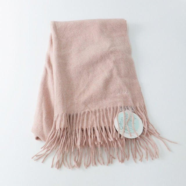 Chloe クロエ　カシミヤ100% ストール　マフラー　フリンジ Chloe クロエカシミヤ100% ストールマフラーフリンジ