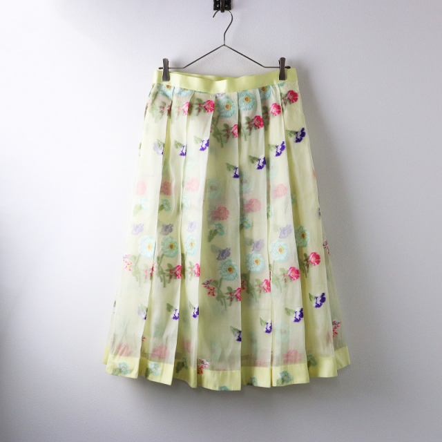 美品 ブラミンク BLAMINK R P/S FLW EBD PLTSKT オーガンジー フラワー  