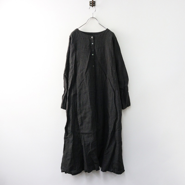 nest Robe リネンストライプネックギャザーチュニック nest Robe リネンストライプネックギャザーチュニック