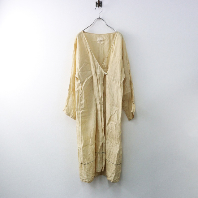 トゥジュー TOUJOURS リネン カシュクール ローブ ワンピース F 