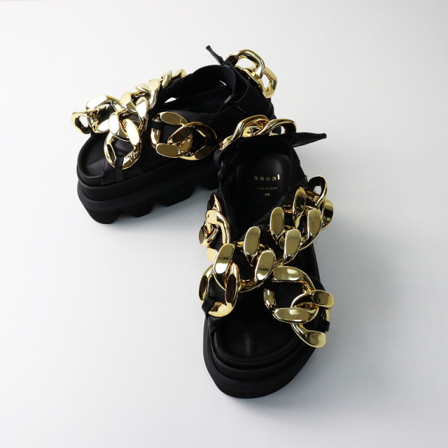 サカイ パテントストラップ厚底サンダル メジャー レディース 36 