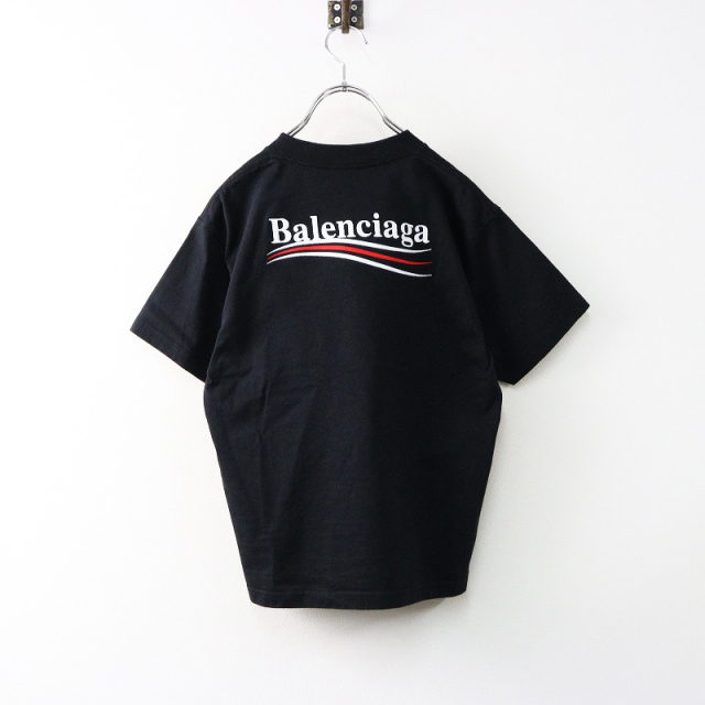 BALENCIAGA - 美品 JPタグ 2022 バレンシアガ BALENCIAGA Political Campaign コットンTシャツ 10/ブラック ロゴ カットソー キッズ 【2400014362077】 美品 JPタグ 2022 バレンシアガ BALENCIAGA Political Campaign