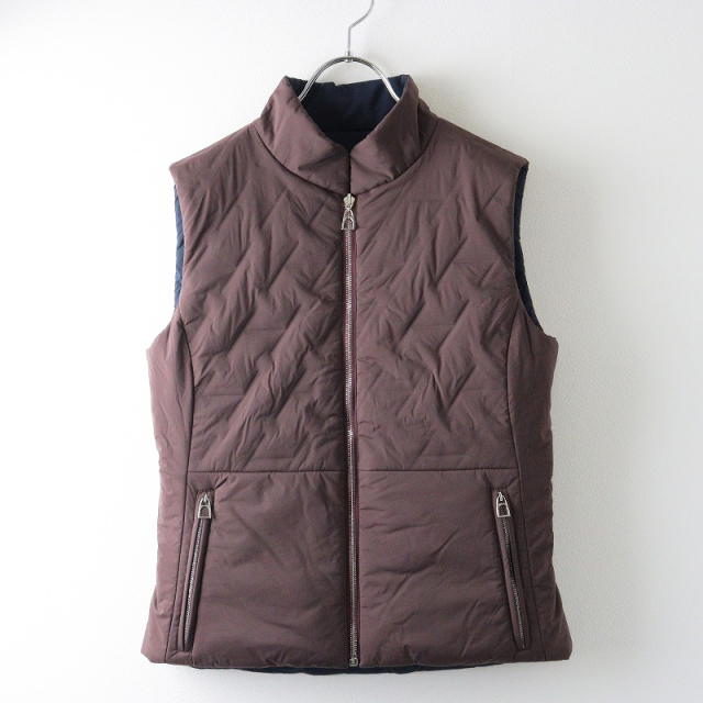 HERMES - 美品 レディース 2023年 エルメス HERMES Paddock II sleeveless gilet ジップアップ リバーシブルジレベスト S 茶X紺-.【2400014352559】 美品 レディース 2023年 エルメス HERMES Paddock II sleeveless