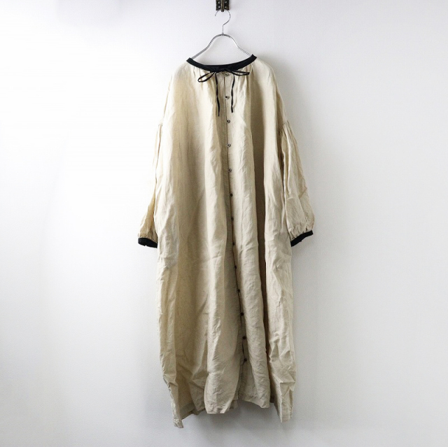 2022AW ネストローブ nest Robe リネンスモックドレス F/ベージュ 
