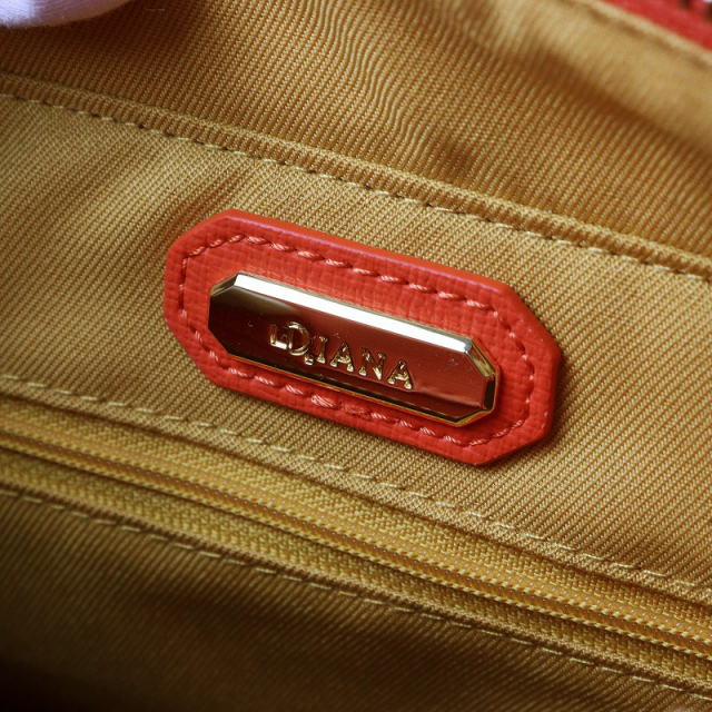 未使用 ダイアナ DIANA レザー かごバッグ /オレンジ ハンドバッグ