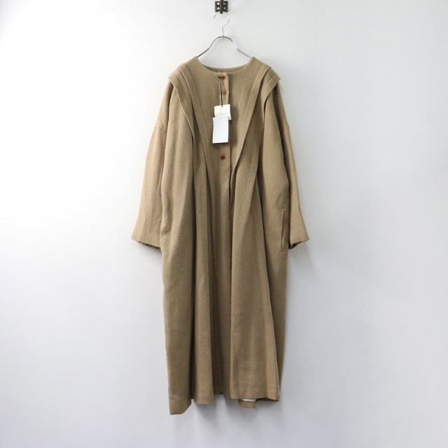 マガリ MAGALI メランジウールノーカラータックコート