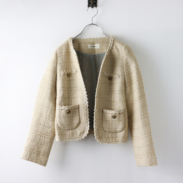 Lois CRAYON ツイード ノーカラージャケット M Lois CRAYON ツイード ノーカラージャケット M