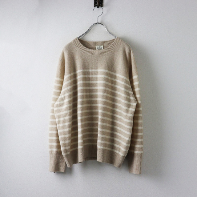 定価29700円 大きいサイズ オンワード 203AW 23区 【洗える】ピュアカシミヤボーダーニット トップス 46 ベージュ【2400014391831】 定価29700円 大きいサイズ オンワード 203AW 23区 【洗える