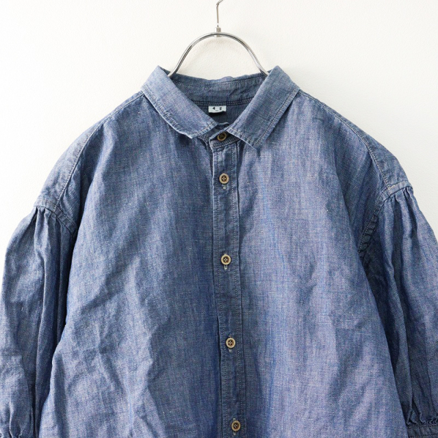 美品 定価48400円 2025SS フォーティファイブアール 45R 綿麻瑠璃ダンガリーの5分袖クッペシャツ(重)サイズ3/インディゴ【2400014400694】 50430372.jpg