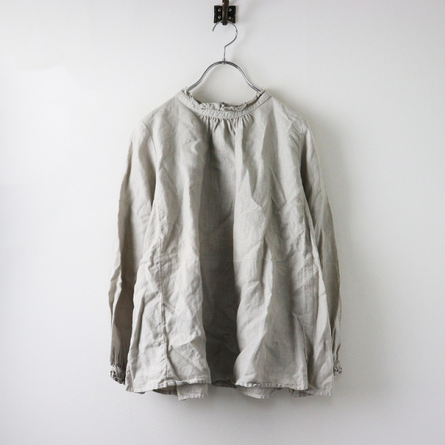 ネストローブ nest Robe リネンスタンドフリルブラウス/グレー プル  