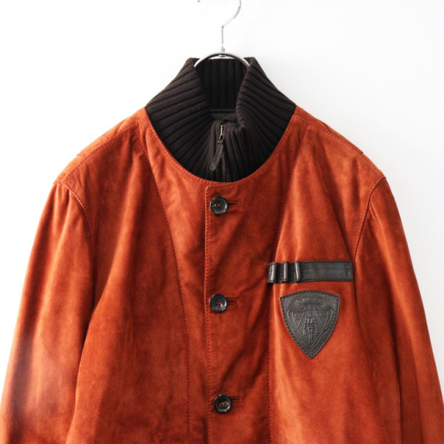 90s Archive GUCCI by Tom ford Suede Leather Military Blouse 50/Red