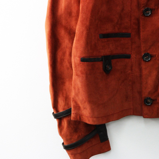 90s Archive GUCCI by Tom ford Suede Leather Military Blouse 50/Red