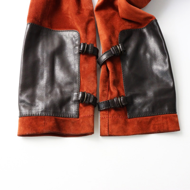 90s Archive GUCCI by Tom ford Suede Leather Military Blouse 50/Red